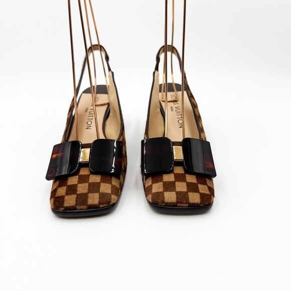 Louis Vuitton Brown Checkered Heels matching bag in this closet. - Picture 3 of 12